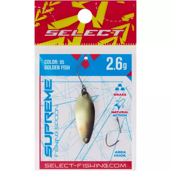 Блешня Select Supreme 2.6g 30mm #05 Golden Fish, Вага блешні: 2.6, Колір блешні: #05 Golden Fish, фото , изображение 2